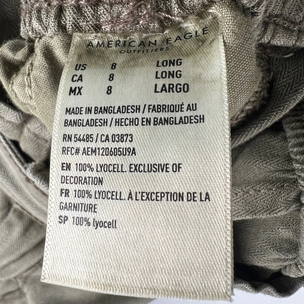 American Eagle Womens Olive Green High Rise Paperbag Waist Cargo Jogger Pants 8L